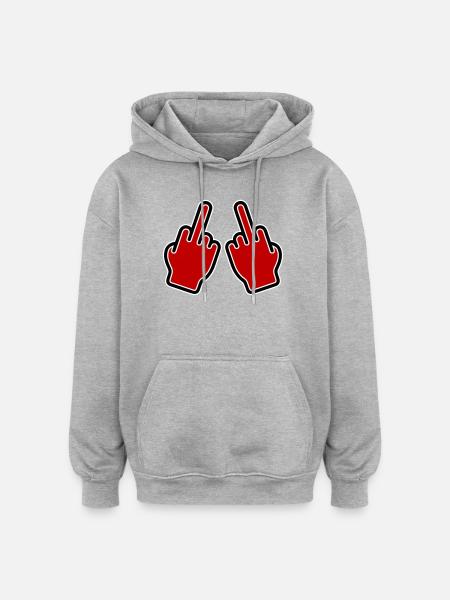 Middle Finger Sign Hand - Oversized Unisex Hoodie - heather grey