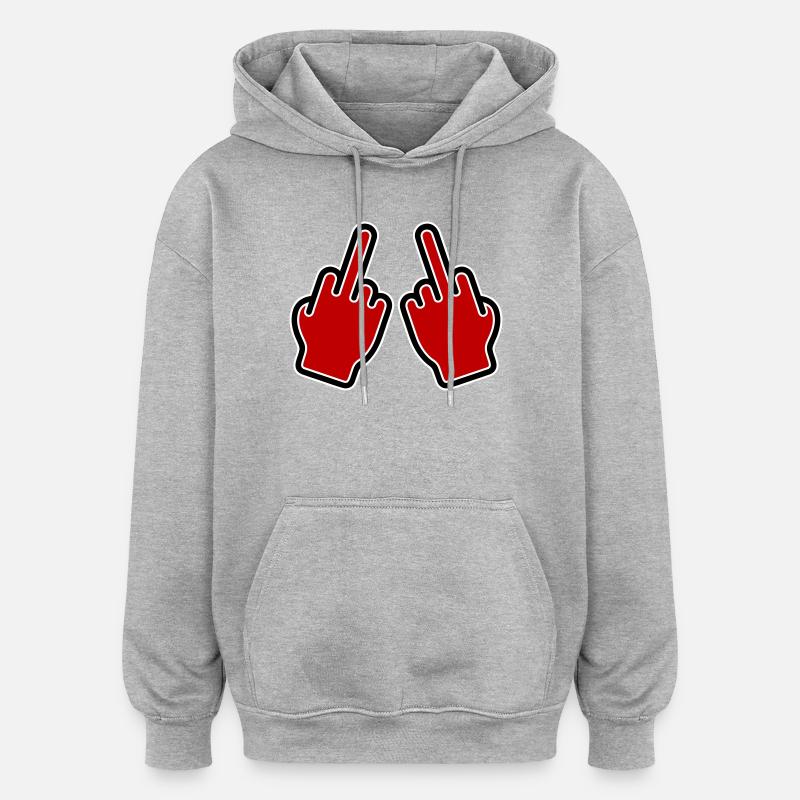 Mittelfinger Zeichen Hand - Oversized Unisex Hoodie - Grau meliert
