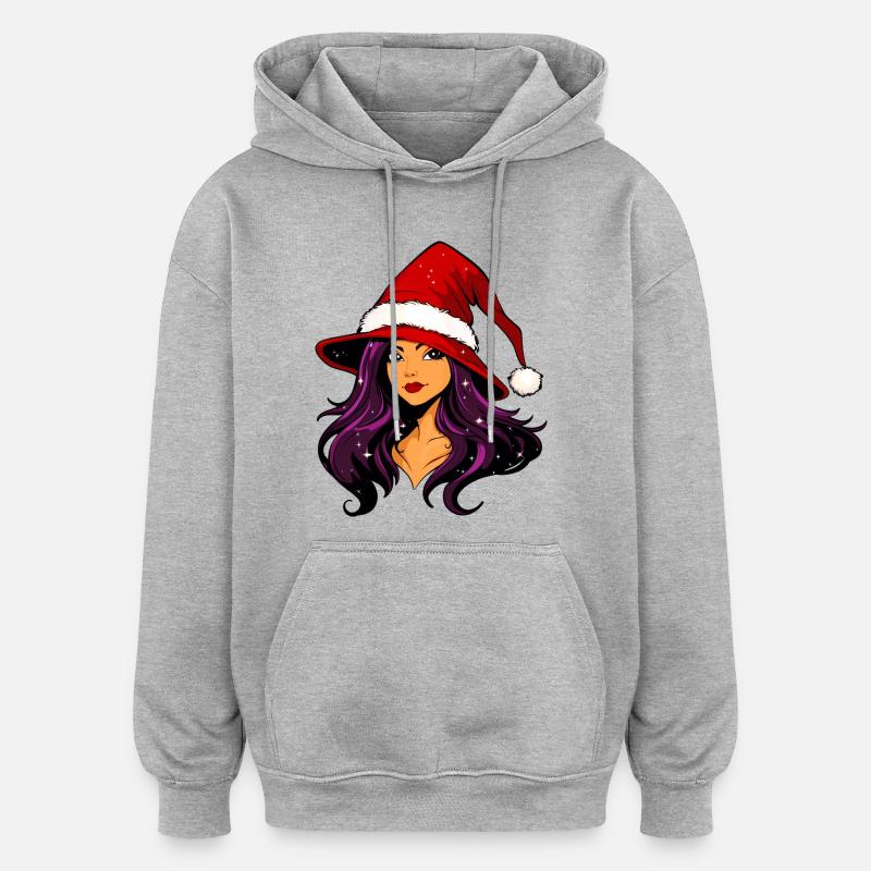 Sorcier Père Noël - Sweat à capuche oversize unisexe - gris chiné