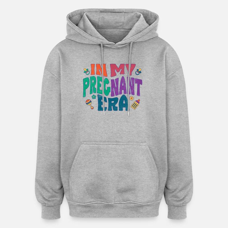 Pendant ma grossesse - Sweat à capuche oversize unisexe - gris chiné