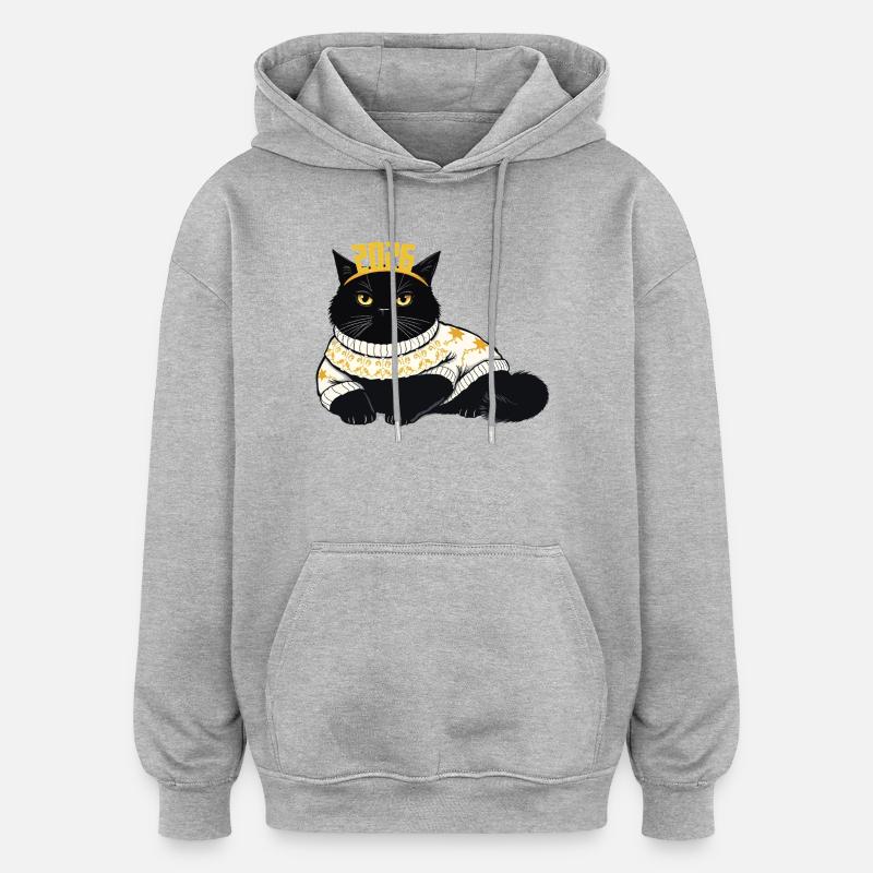 Conception du Nouvel An 2026 - Sweat à capuche oversize unisexe - gris chiné
