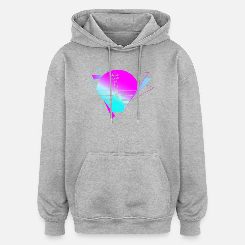 Hawaiian Ukulele Uke Retro 80s 90s - Oversized Unisex Hoodie - heather grey