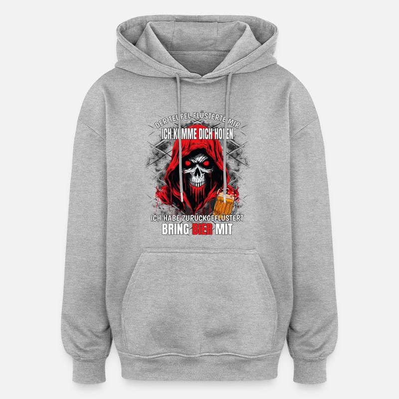 Le diable me murmura... - Sweat à capuche oversize unisexe - gris chiné