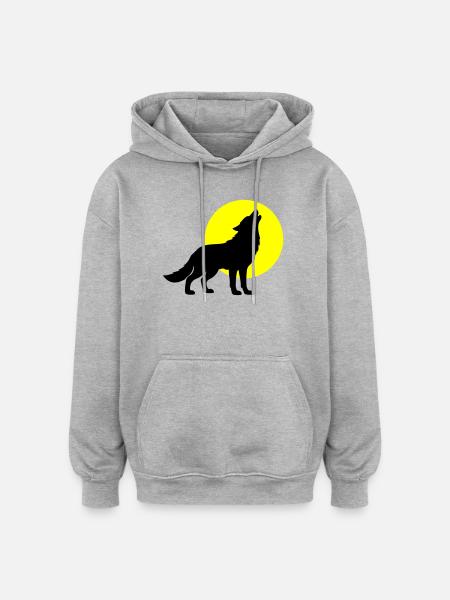 Wolf Silhouette - Oversized Unisex Hoodie - heather grey