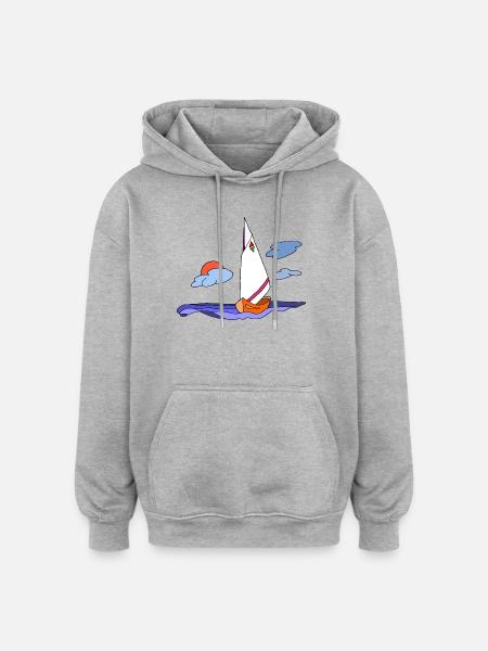 Sailboat - Oversized Unisex Hoodie - heather grey
