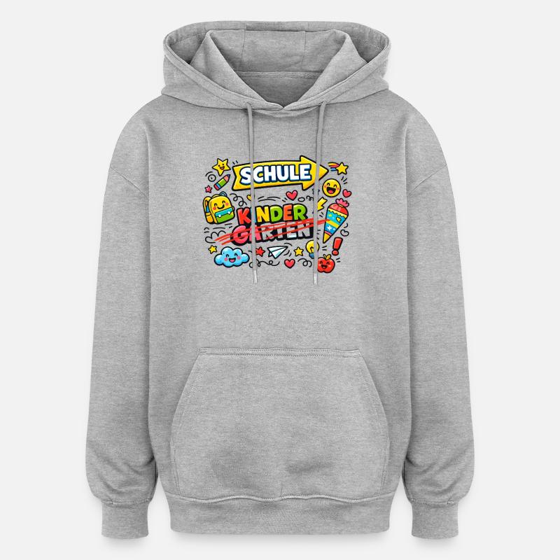 Style graffiti d’enfants - Sweat à capuche oversize unisexe - gris chiné