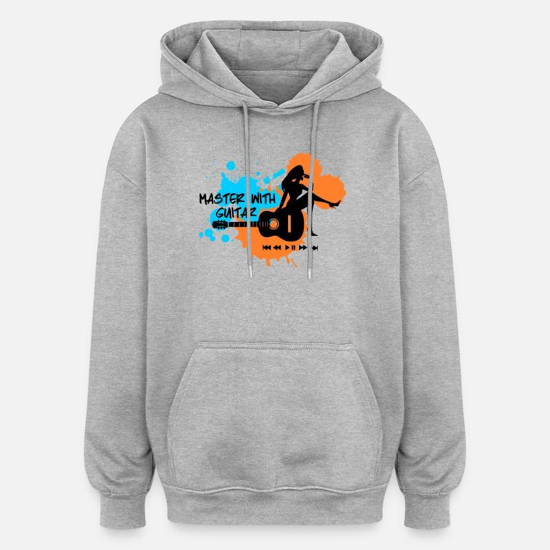 Master with guitar - Blau Orange - Oversized Unisex Hoodie - Grau meliert