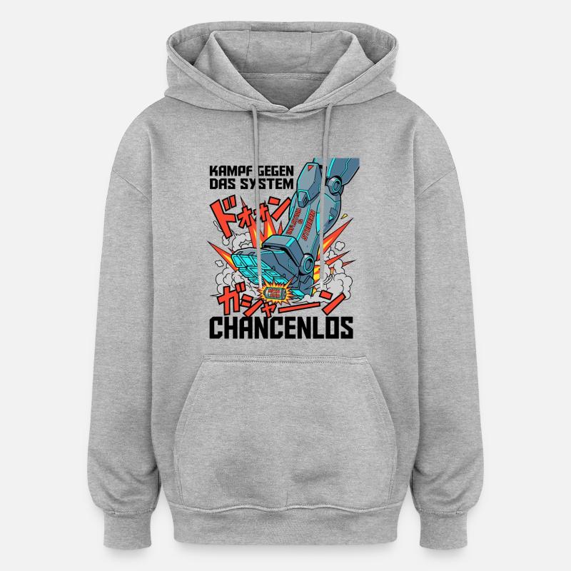 Kampf_Gegen_Das_System - Sweat à capuche oversize unisexe - gris chiné