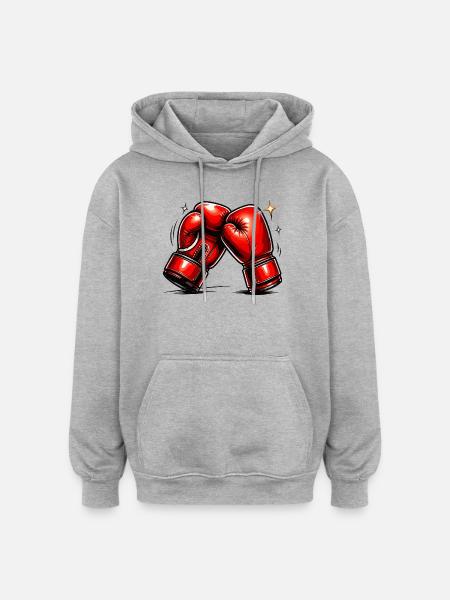 Red Boxing Gloves Power and Dynamics - Oversized Unisex Hoodie - heather grey