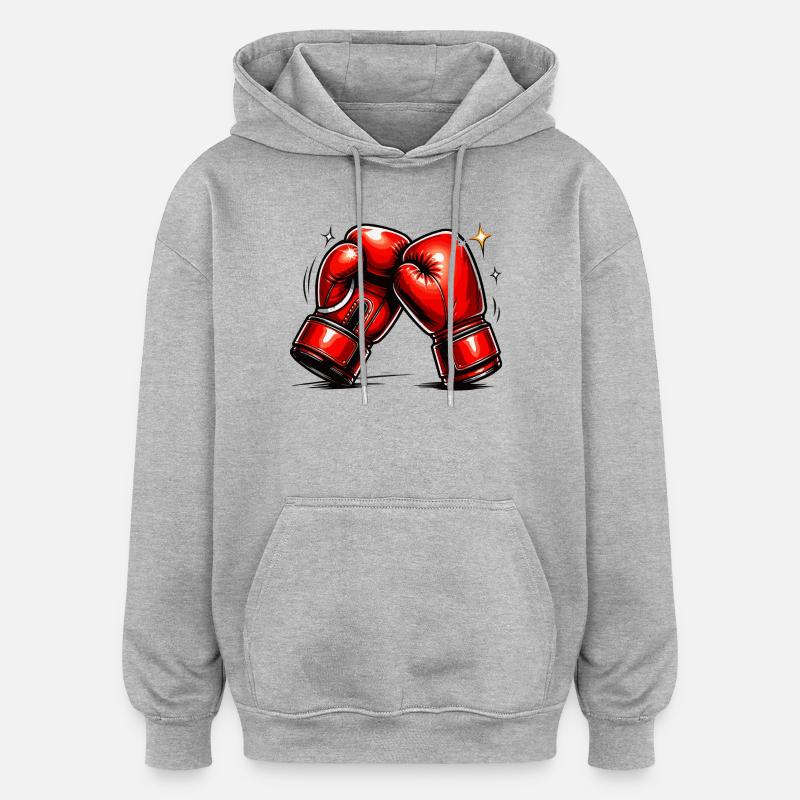 Rote Boxhandschuhe Kraft und Dynamik - Oversized Unisex Hoodie - Grau meliert