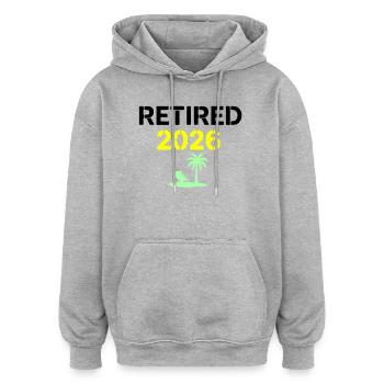 Retired 2026 Rente Palme - Oversized Unisex Hoodie - Grau meliert - Vorne - Noah (186cm)