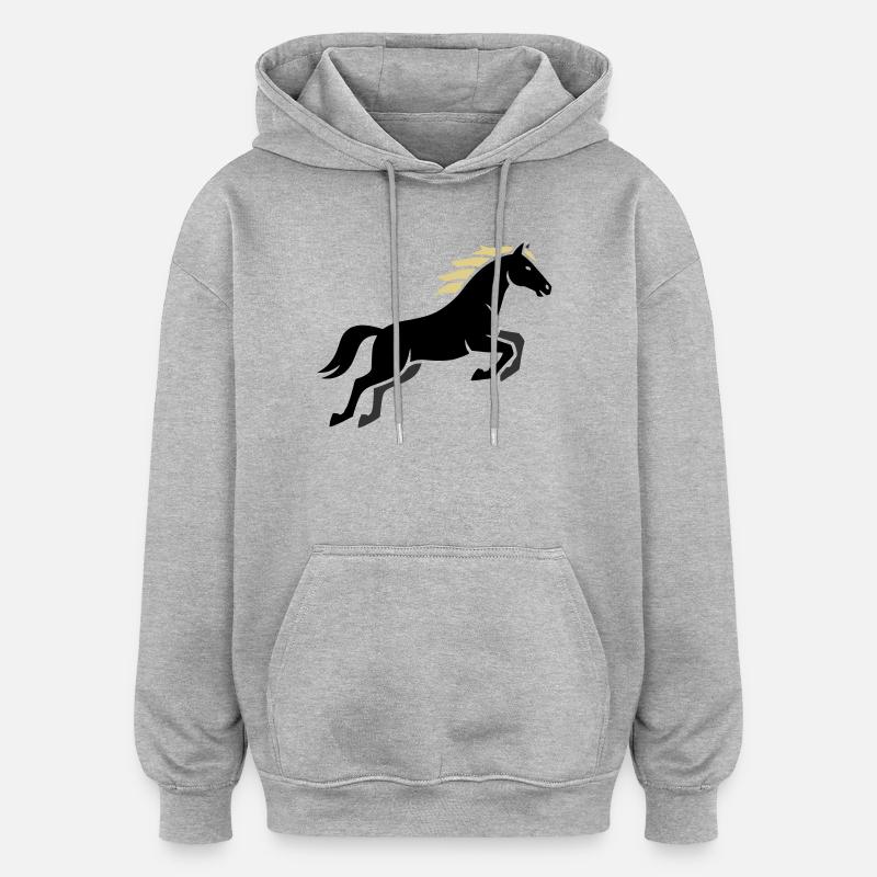 Noble Horse Mane Equestrian - Sweat à capuche oversize unisexe - gris chiné