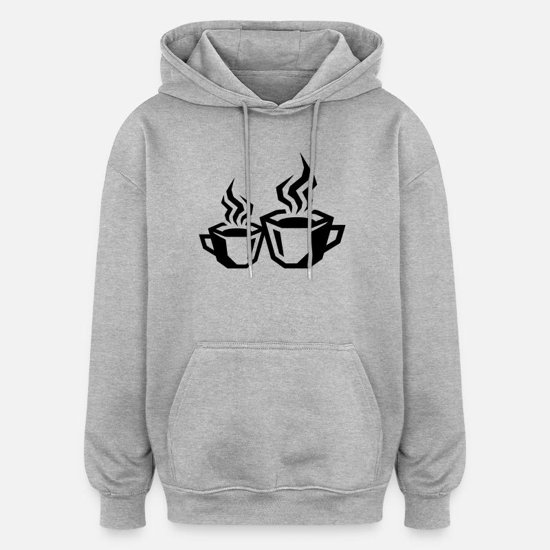 Symbole du café Café - Sweat à capuche oversize unisexe - gris chiné