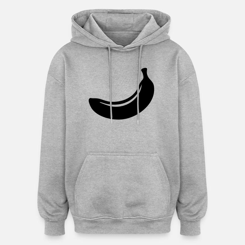 Silhouette banane – Motif de fruits tropicaux - Sweat à capuche oversize unisexe - gris chiné