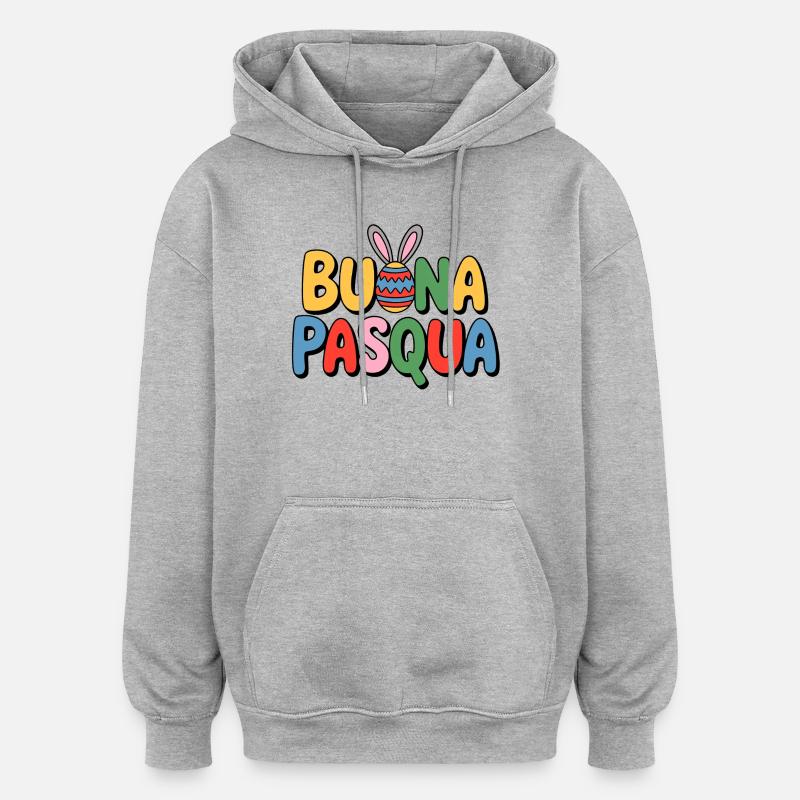 Buna Pasqua Bunny - Sweat à capuche oversize unisexe - gris chiné