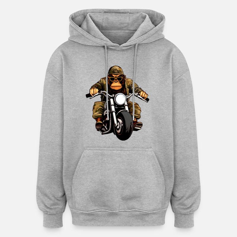 Singes motards - Sweat à capuche oversize unisexe - gris chiné