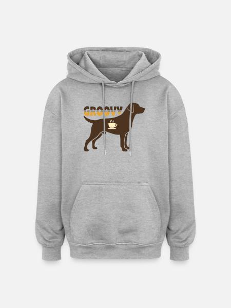 Groovy Dog Retriever Retro - Oversized Unisex Hoodie - heather grey