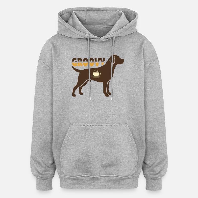 Groovy Hund Retriever Retro - Oversized Unisex Hoodie - Grau meliert