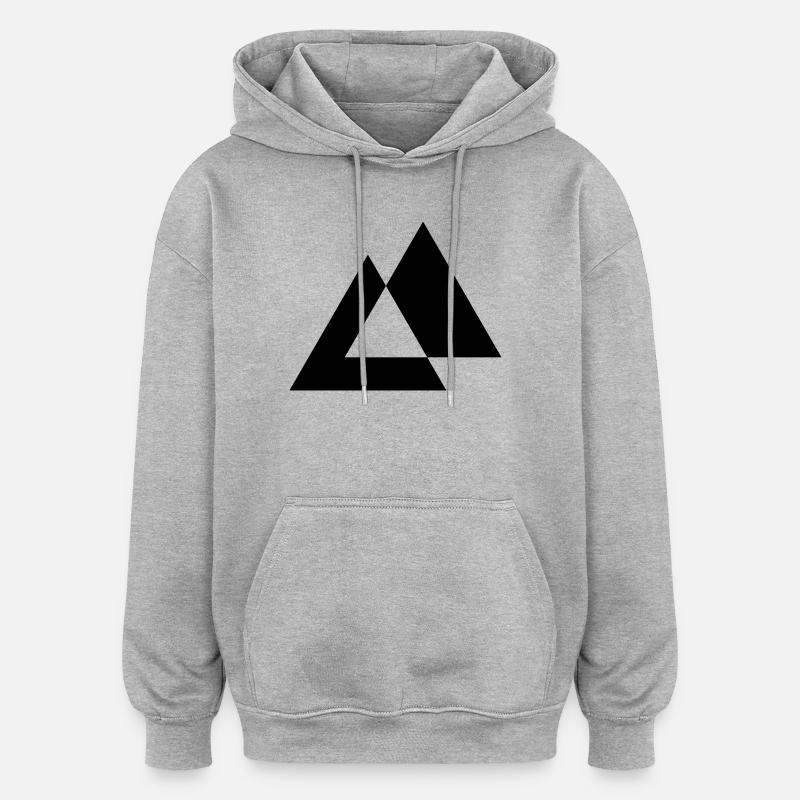 Conception des triangles géométriques - Sweat à capuche oversize unisexe - gris chiné