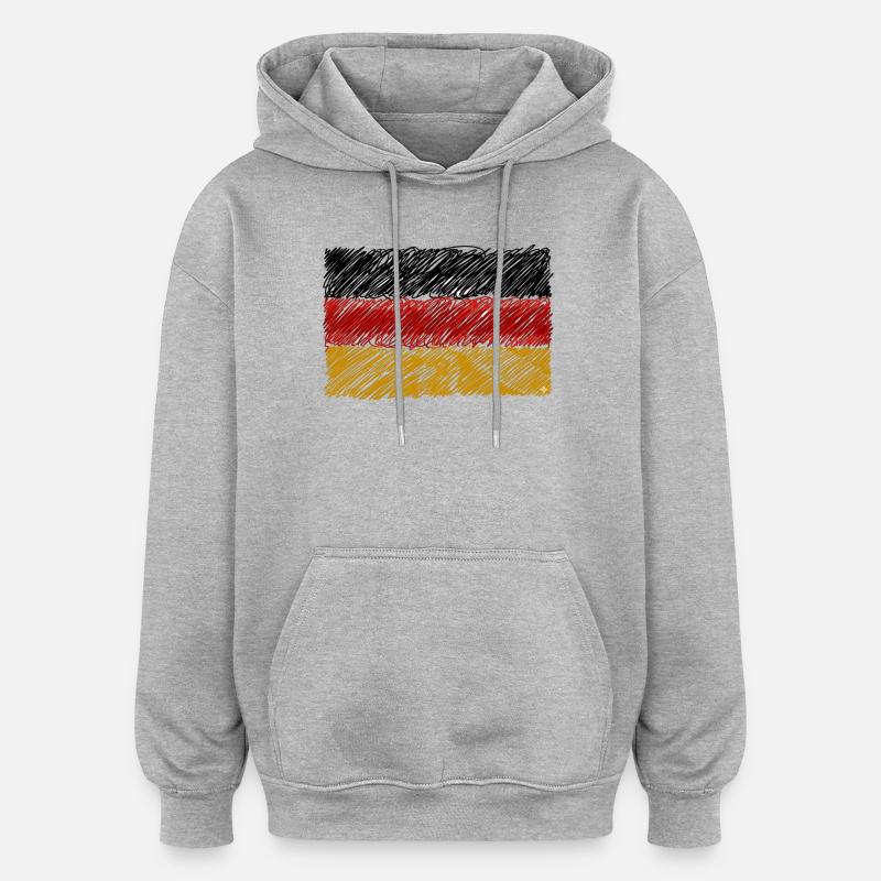 Kritzelei der deutschen Flagge - Oversized Unisex Hoodie - Grau meliert