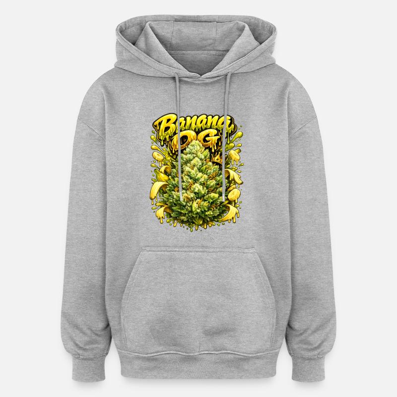 Imprimé graffiti original de banane - Sweat à capuche oversize unisexe - gris chiné