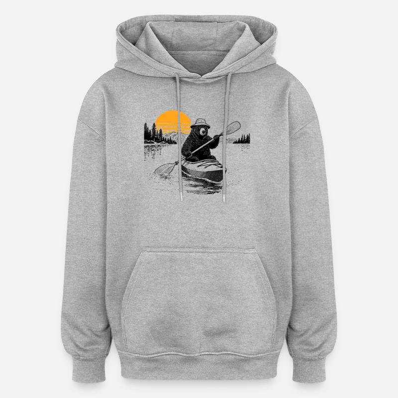 Kayak Bear - Sweat à capuche oversize unisexe - gris chiné