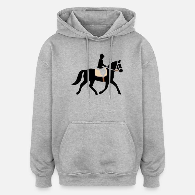 Reiter Pferd Silhouette Logo - Oversized Unisex Hoodie - Grau meliert