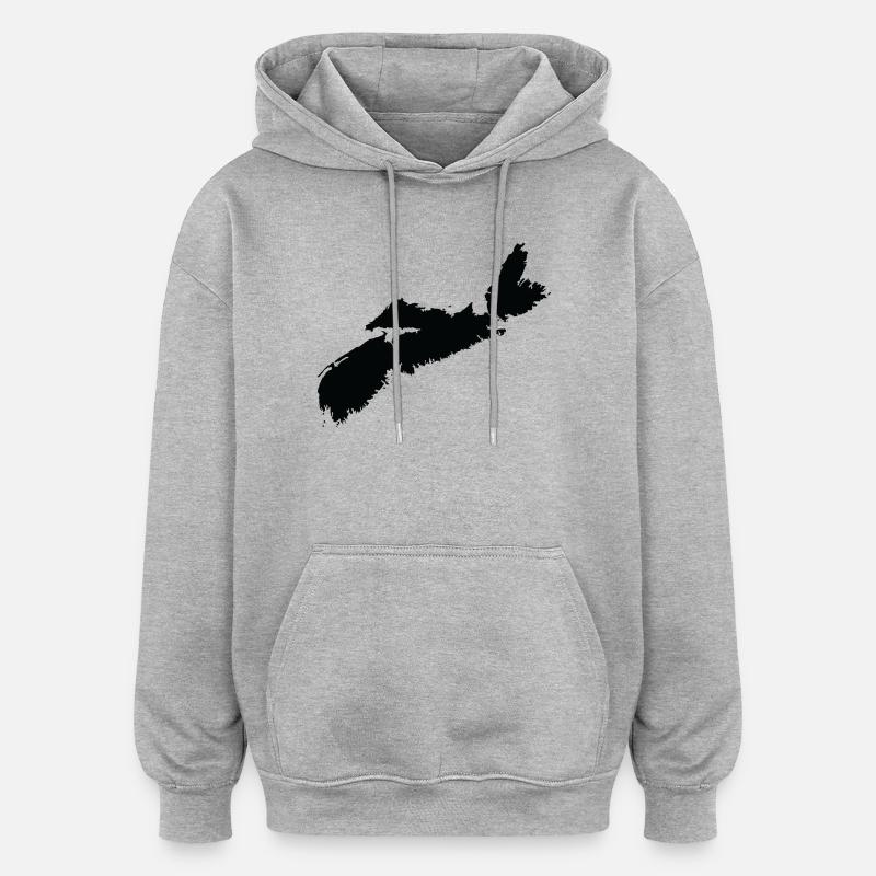 Carte de la Nouvelle-Écosse - Sweat à capuche oversize unisexe - gris chiné