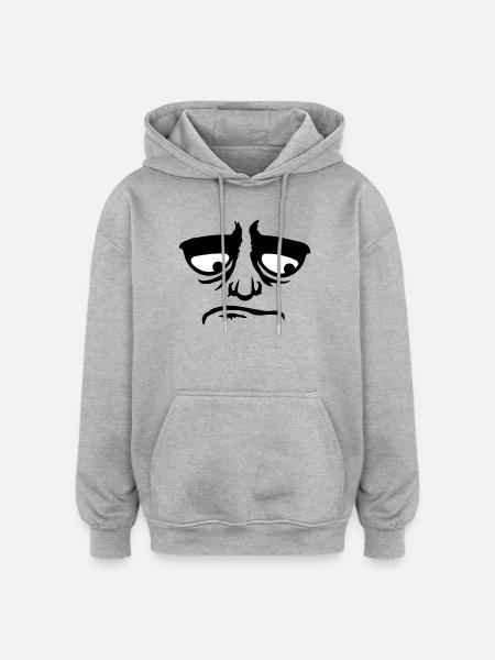 Grumpy sad disappointed face funny - Oversized Unisex Hoodie - heather grey