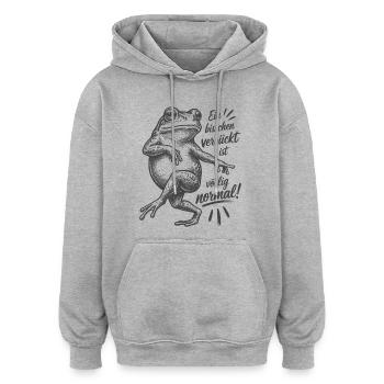 Grenouille - Un peu fou, c’est tout à fait normal - Sweat à capuche oversize unisexe - gris chiné - Devant - Noah (186cm)