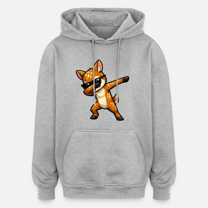 Dab du faon - Sweat à capuche oversize unisexe - gris chiné