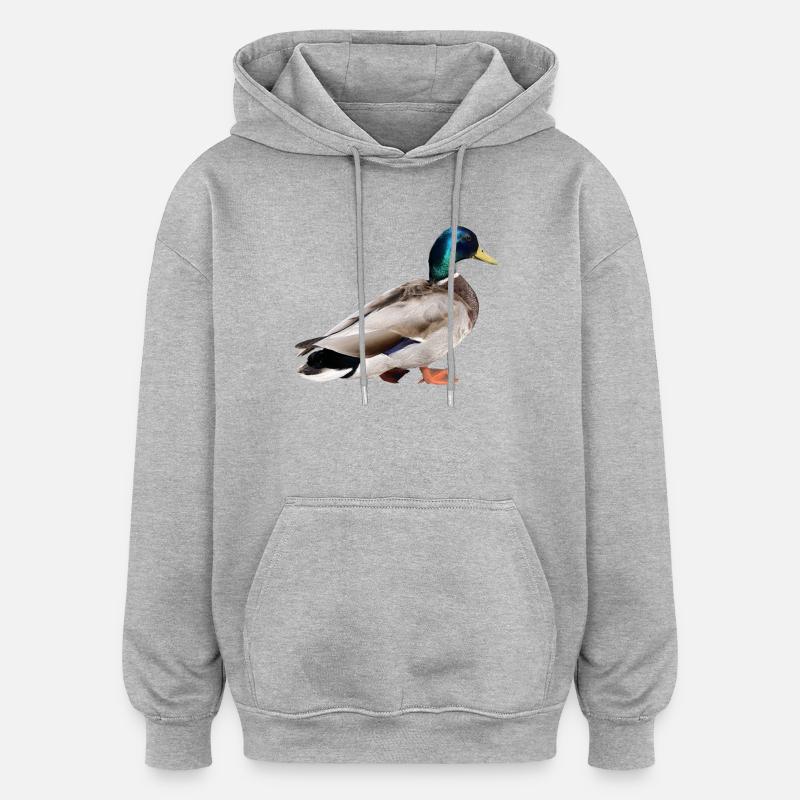 Stockente Männchen - Oversized Unisex Hoodie - Grau meliert