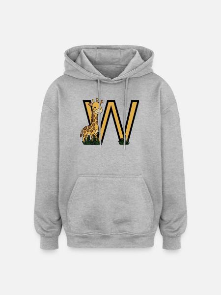 Giraffe next to golden V - Oversized Unisex Hoodie - heather grey