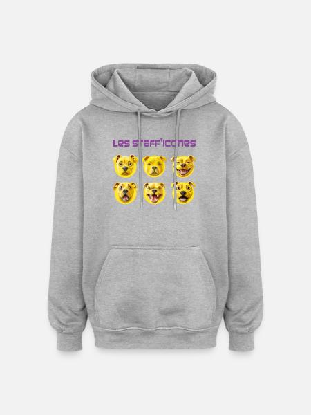 Les stafficones - 053 - Sweat à capuche oversize unisexe - gris chiné