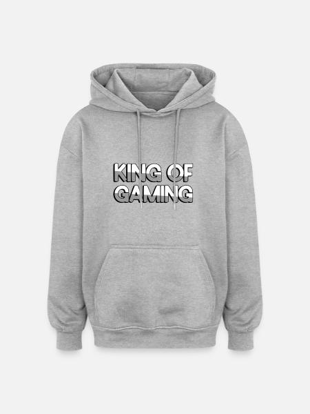 KING OF GAMING - Gaming - Oversized Unisex Hoodie - heather grey