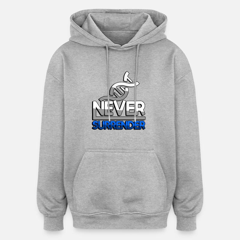 NEVER SURRENDER (Bleu) + ADN - Jeux - Sweat à capuche oversize unisexe - gris chiné