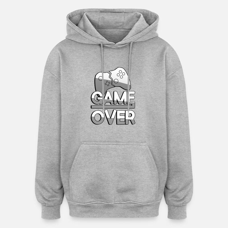 GAME OVER (White) + Controller - Gaming - Oversized Unisex Hoodie - heather grey