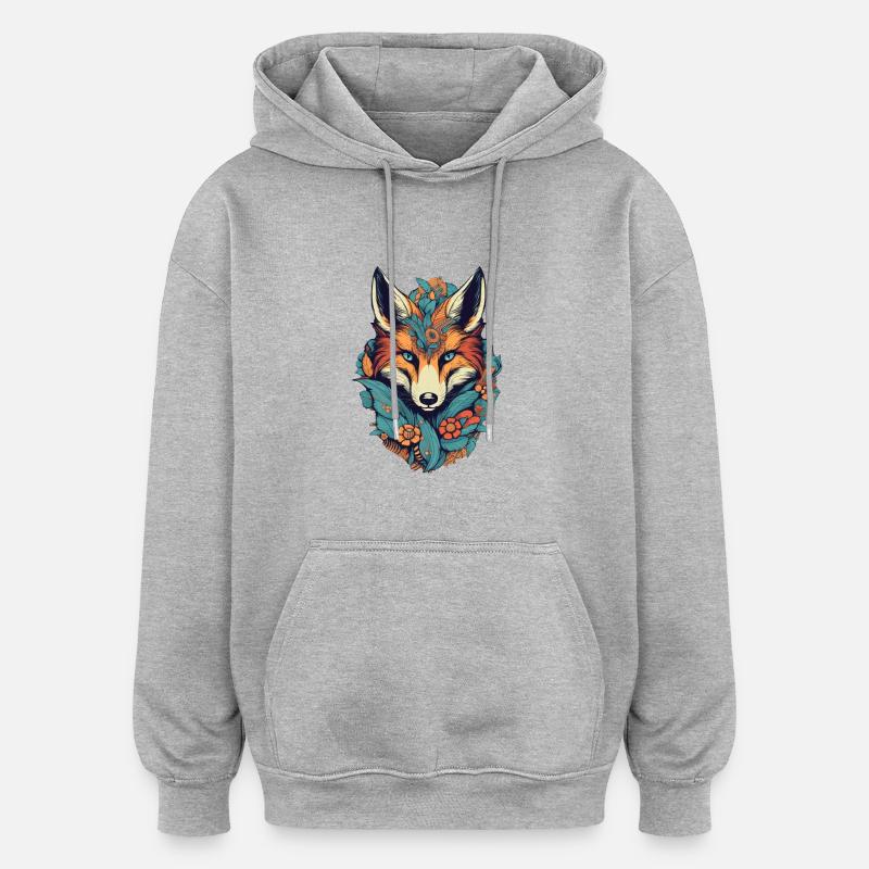 Fuchs - Oversized Unisex Hoodie - Grau meliert