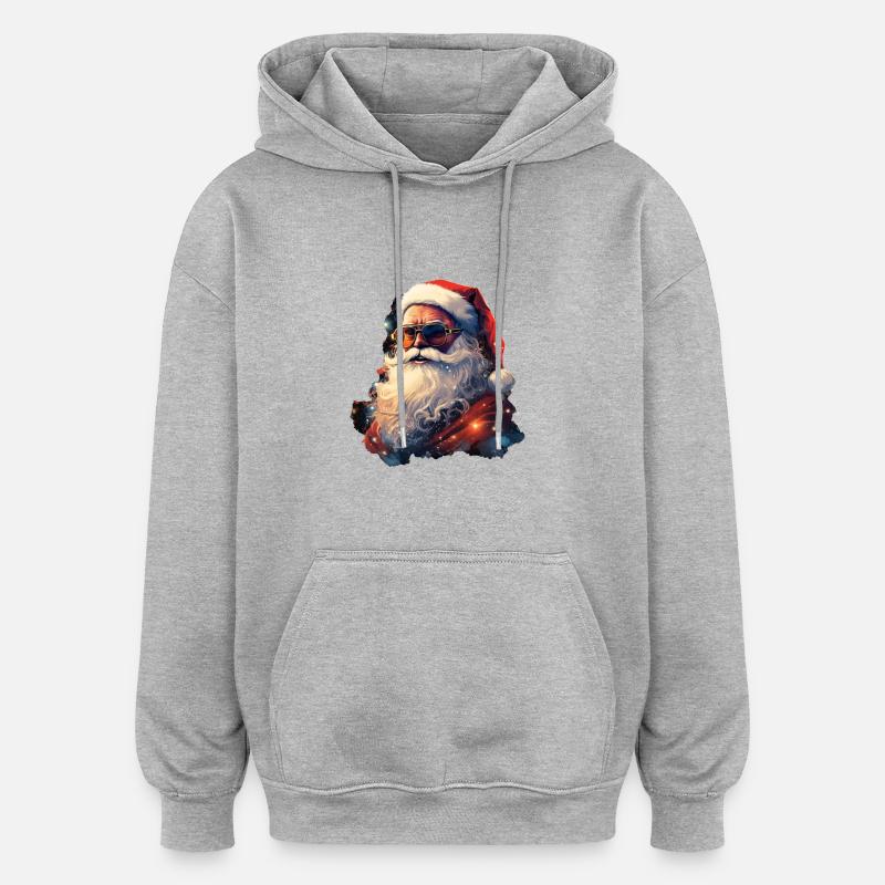 Père Noël - Sweat à capuche oversize unisexe - gris chiné