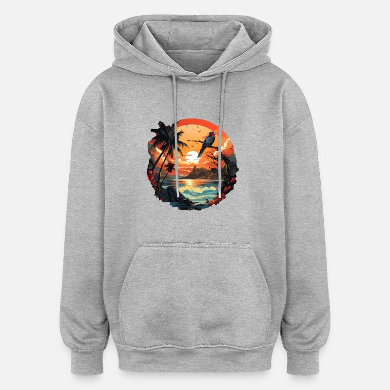 Tropical - Sweat à capuche oversize unisexe - gris chiné