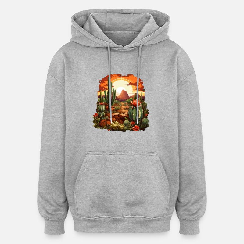 Cactus - Sweat à capuche oversize unisexe - gris chiné