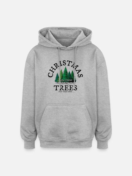 ChristmasTrees Farm Fresh Weihnachtsbäume - Oversized Unisex Hoodie - Grau meliert
