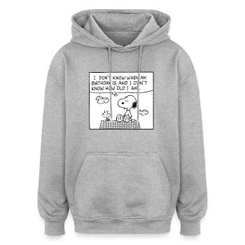 Peanuts Design Geburtstag Mit Spruch Und Snoopy - Oversized Unisex Hoodie - Grau meliert - Vorne - Noah (186cm)