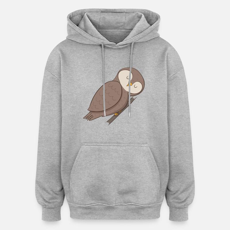Hibou Uhu - Sweat à capuche oversize unisexe - gris chiné