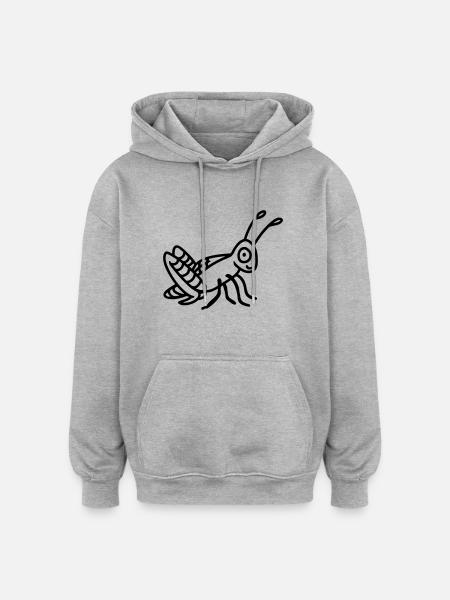 Grasshopper - line - Oversized Unisex Hoodie - heather grey