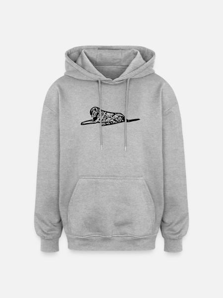 Dog Black Abstract - Oversized Unisex Hoodie - heather grey