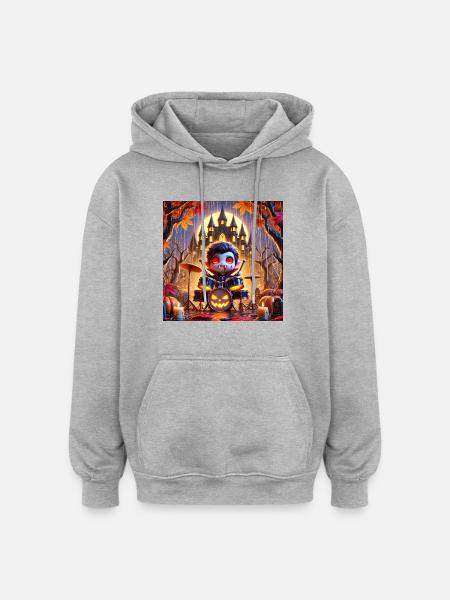 Vampire Halloween Beater - Oversized Unisex Hoodie - heather grey
