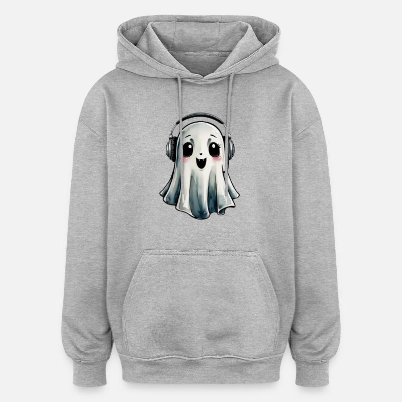 Fantôme vampire mignon - Sweat à capuche oversize unisexe - gris chiné