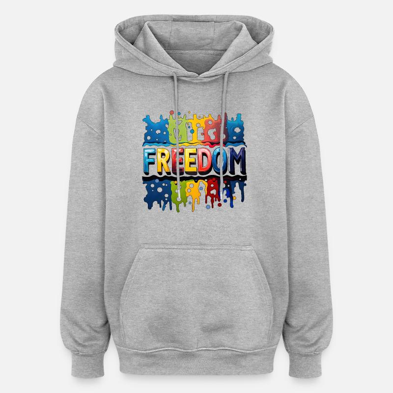 Liberté, Liberté - Sweat à capuche oversize unisexe - gris chiné
