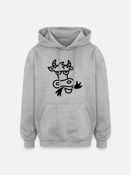 chewing cow - line - Oversized Unisex Hoodie - heather grey